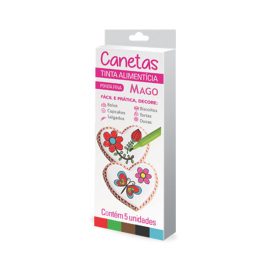 Canetas Tinta Alimentícia com 5 cores